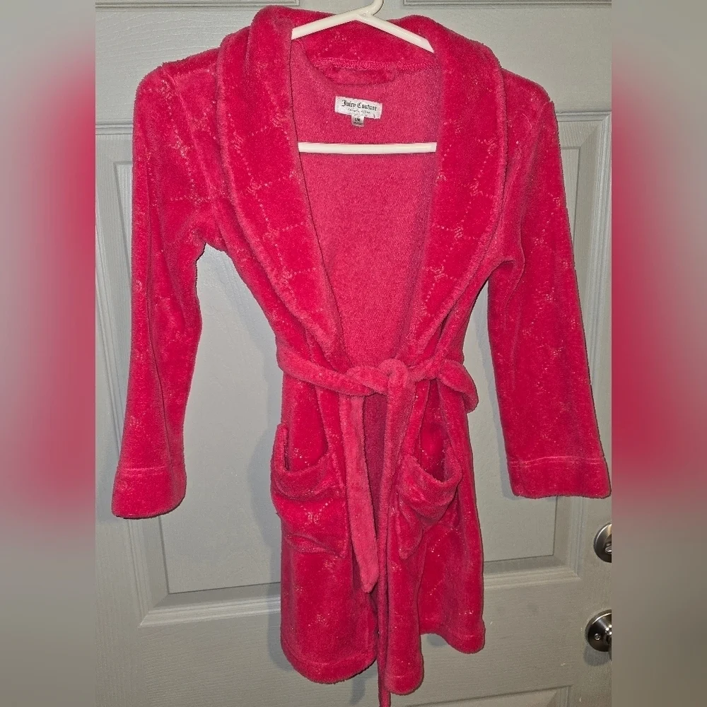 Juicy Couture Hot Pink w/ Gold All Over Print JC Logo Childs Girls Youth 6 6X S